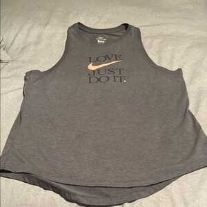 Nike Women's Charcoal Tank Top with pink Swoosh